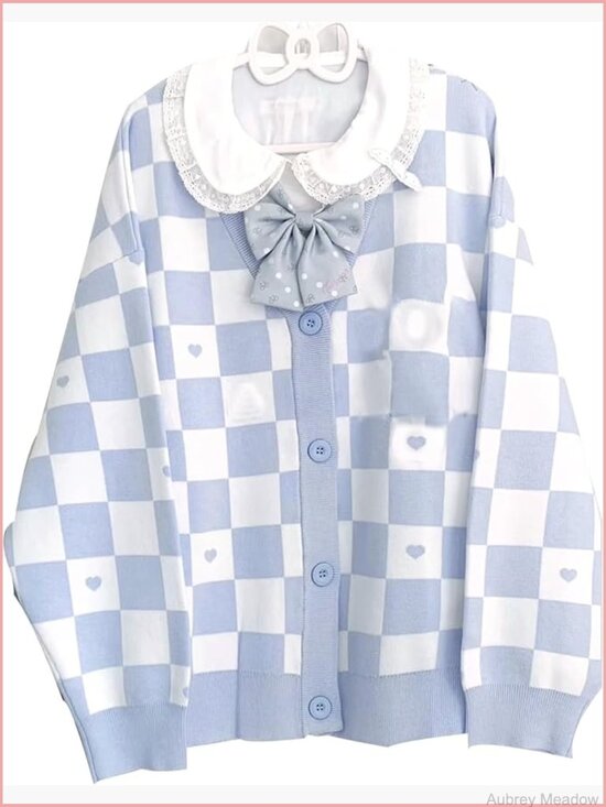 Sweaters - Anime Knit Cardigan, Long Sleeve Button Down Uniform Style Outerwear, Soft Cozy